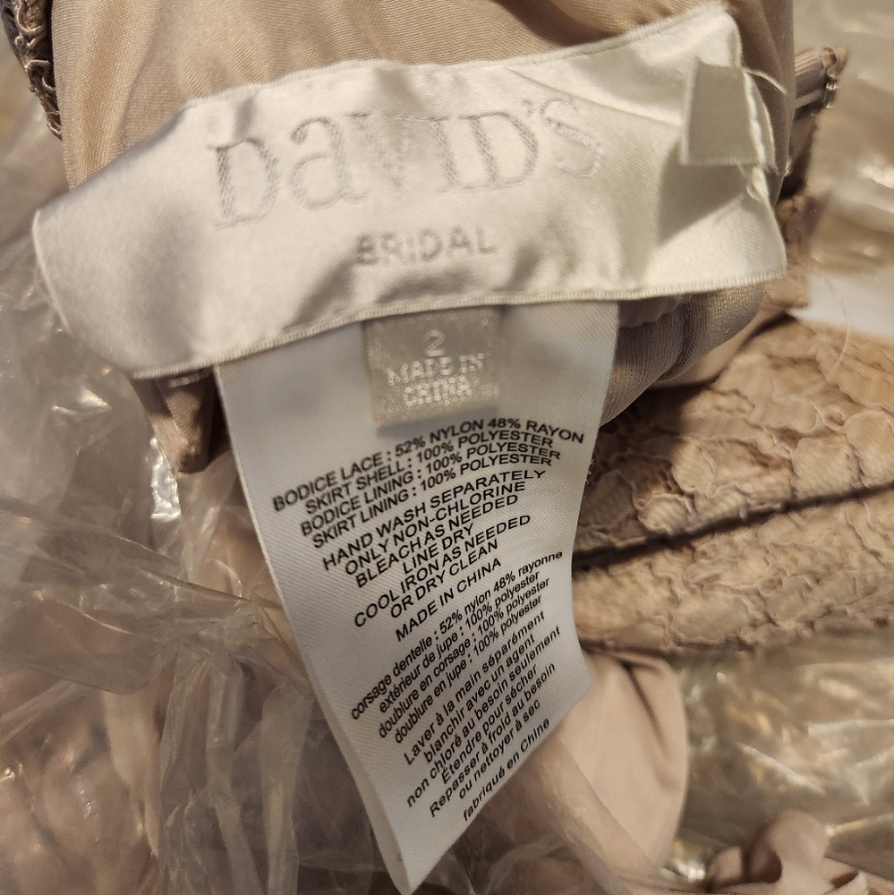 David’s Bridal Biscotti Open back lace and mesh bridesmaid dress - Picture 3 of 4